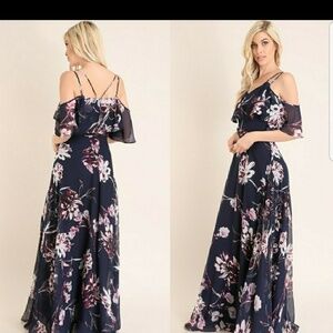 DRESS Floral Chiffon Maxi  NEW